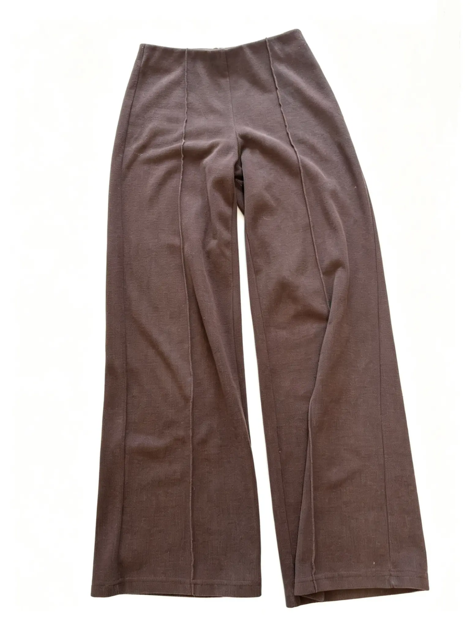 Brown Seam-Detail Trousers