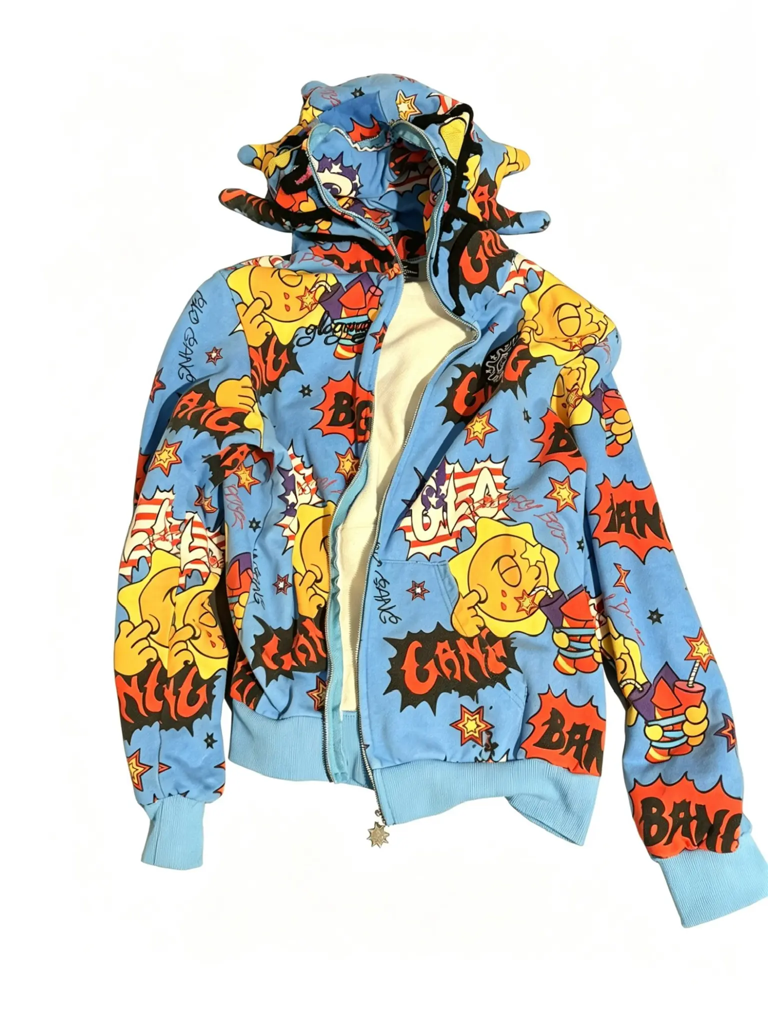 Comic Print Zip Hoodie