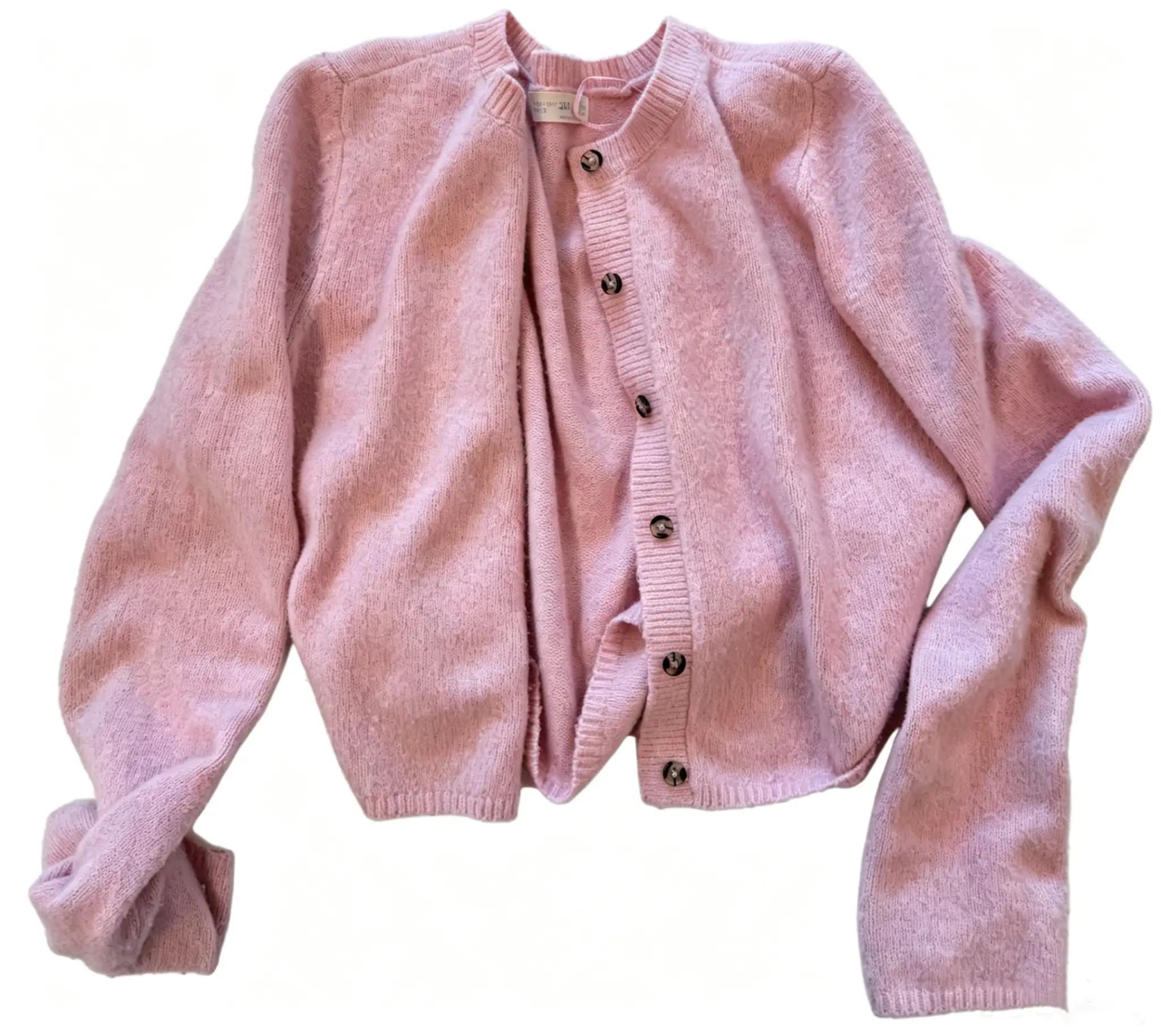Pink Knit Button Cardigan